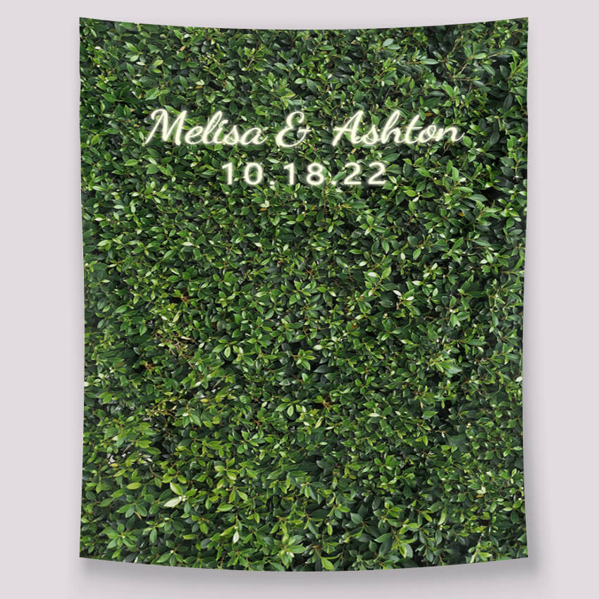 Green Leaves Wedding Ceremony Custom Backdrop D754