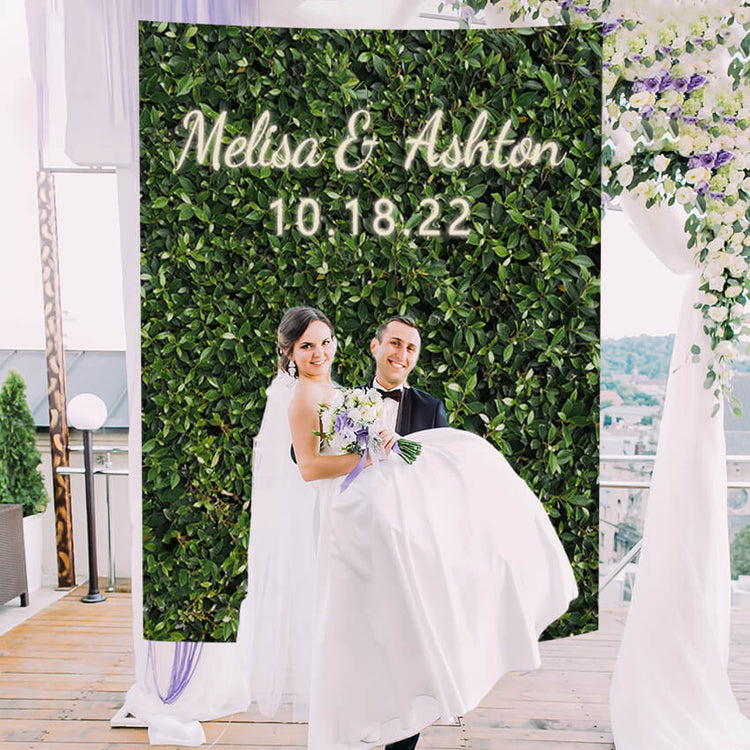 Green Leaves Wedding Ceremony Custom Backdrop D754 Dbackdrop