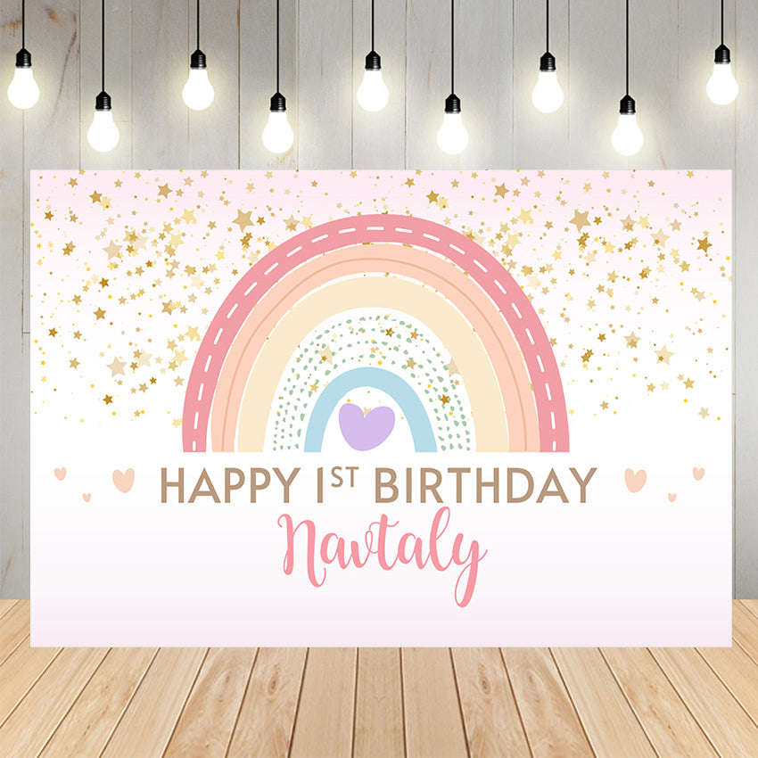 Boho Rainbow 1st Birthday Party Photography Backdrop