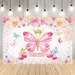 Pink Butterfly Flowers Custom Birthday Backdrop D780