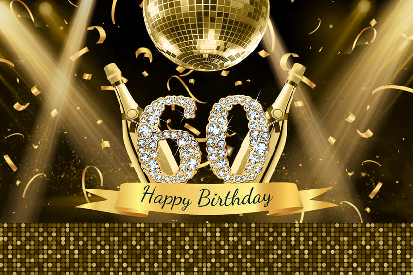 60th Birthday Flash Lamp Stage Custom Backdrop