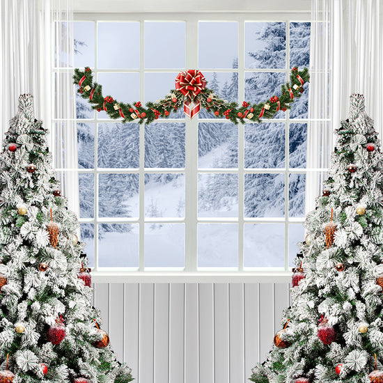 Christmas Winter Snow Scene Window Photo Shoot Backdrop D824 – Dbackdrop