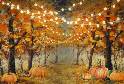 Autumn Pumpkin Forest Photo Booth Backdrop 