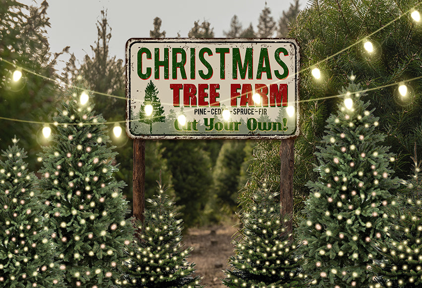 Christmas Tree Farm String Lights Backdrop for Photography D830 – Dbackdrop