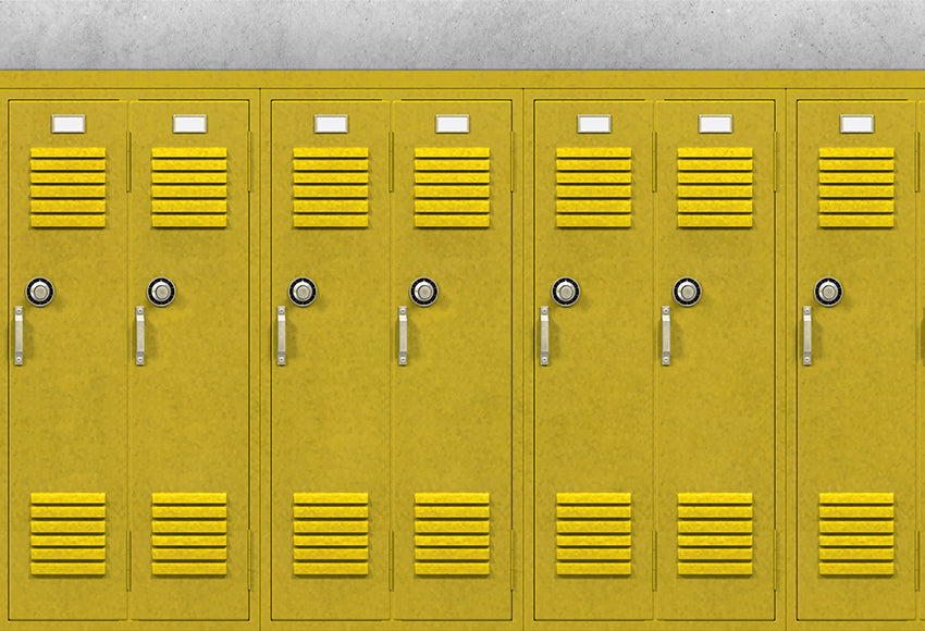 Back to School Day Yellow Locker Row Backdrop for Photos
