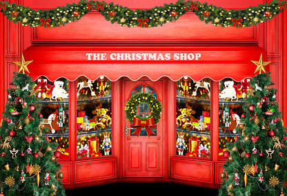 Christmas Shop Backdrop Holiday Winter Background