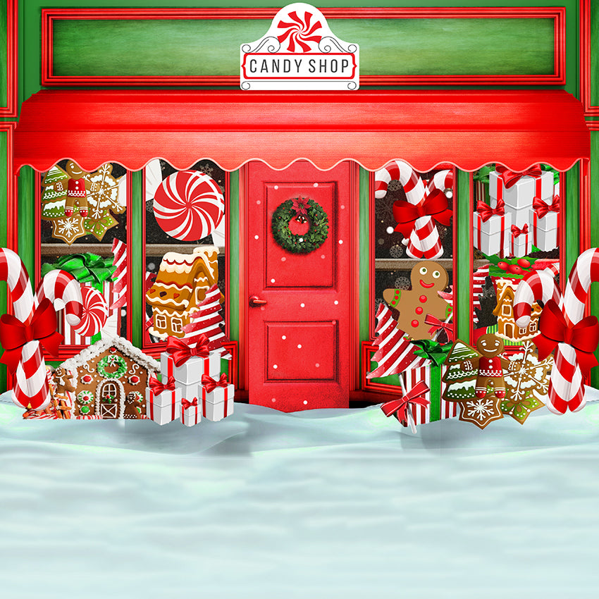 Candy Shop Christmas Holiday Winter Backdrop