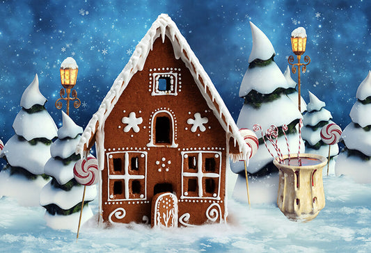 Gingerbread House Christmas Backdrop for Photography