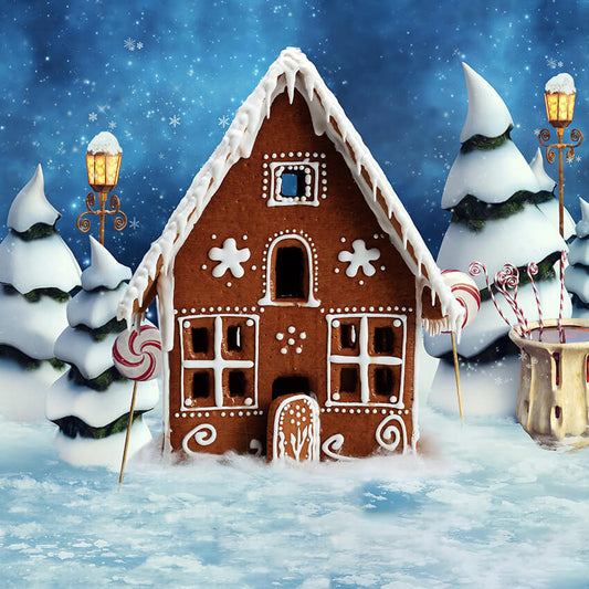 Gingerbread House Christmas Backdrop for Photography