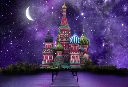 Starry Night Wonderland Castle Photography Backdrop D899