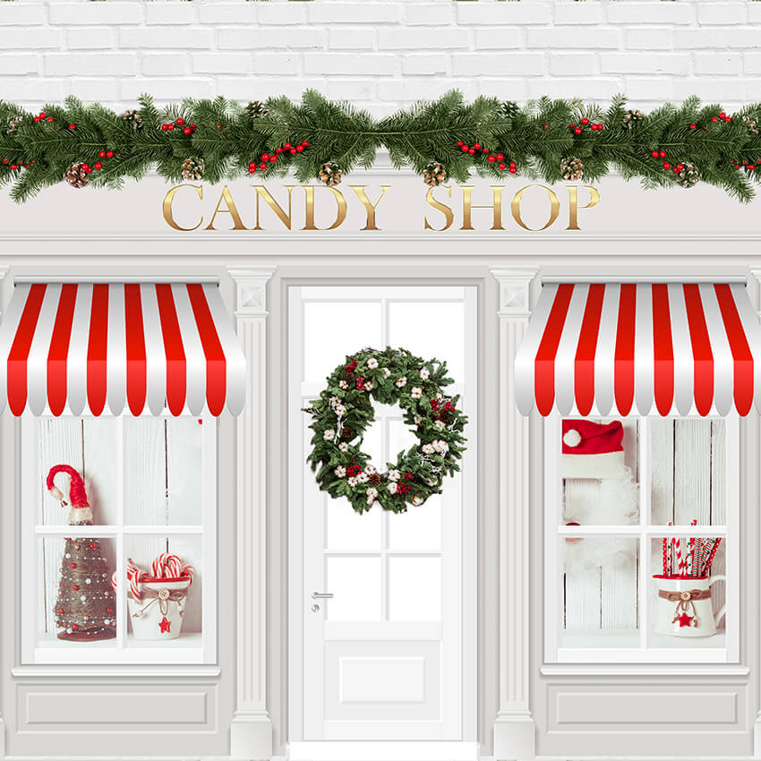 Christmas Candy Shop Decor Photography Backdrop D902 – Dbackdrop