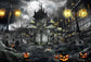 Halloween Night Gate Castle Photography Backdrop