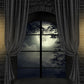 Mansion Moonlight Window Halloween Backdrop D911