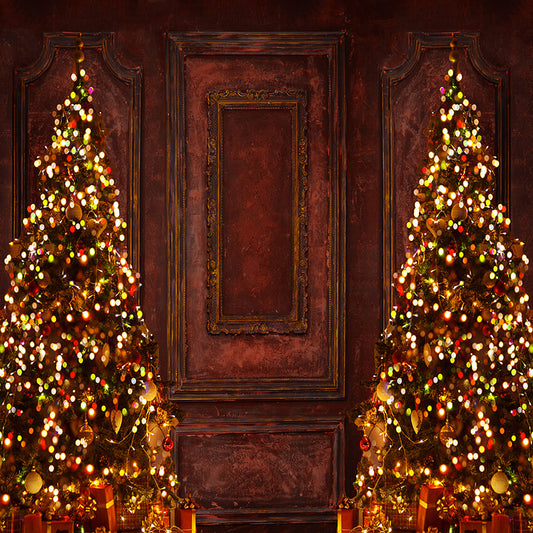 Retro Christmas Wall Trees Photography Backdrop D915
