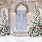 Christmas Tree Front Door Snow Backdrop D933