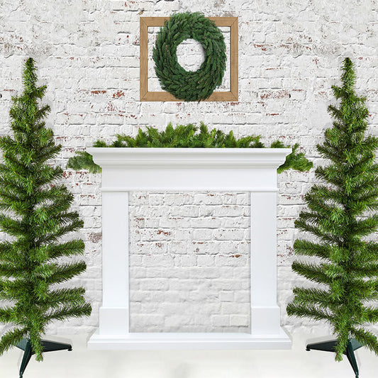 Brick Wall Christmas Tree Wreath Backdrop D934