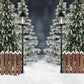 Snowy Christmas Tree Lights Railing Backdrop D936