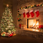 Twinkle Christmas Tree Fireplace Backdrop D955