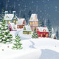 Snowy Winter Little Houses Christmas Backdrop D956