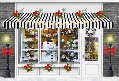 Christmas Shop Snowman Decoration Backdrop
