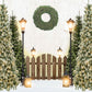 Wood Fence Lights Christmas Tree Backdrop D968