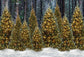 Snowy Forest Fir Tree Photography Backdrop