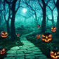 Spooky Forest Pumpkin Halloween Backdrop D978