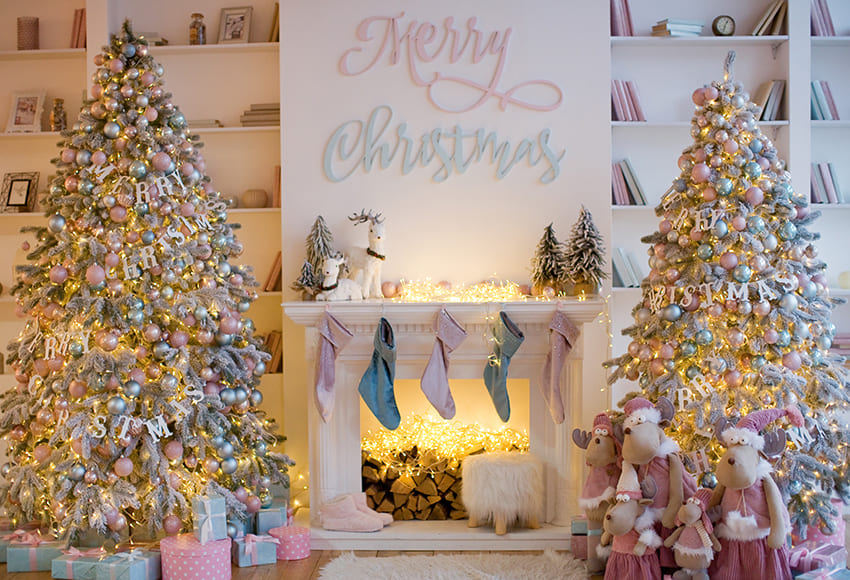 Stock Backdrops Merry Christmas Stocks Decoration Backdrop D981