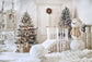 Christmas Tree Snowman Photo Studio Backdrop D986