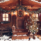 Snowy Cozy Wooden House Winter Backdrop D988