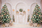White Wall Fireplace Christmas Tree Backdrop