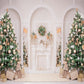 White Wall Fireplace Christmas Tree Backdrop D992