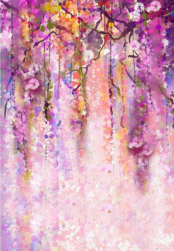 Watercolor Spring Flowers Photography Backdrop for Studio F-2445