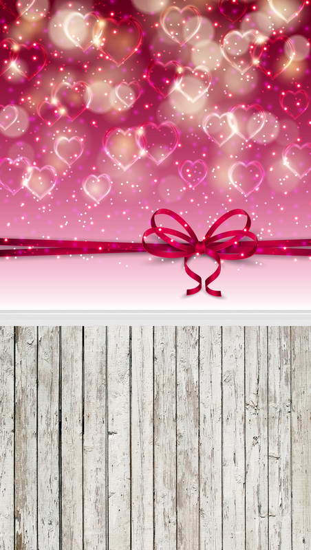 Valentine's Day Gift Love Heart Wood Floor Photo Booth Backdrop F-2969