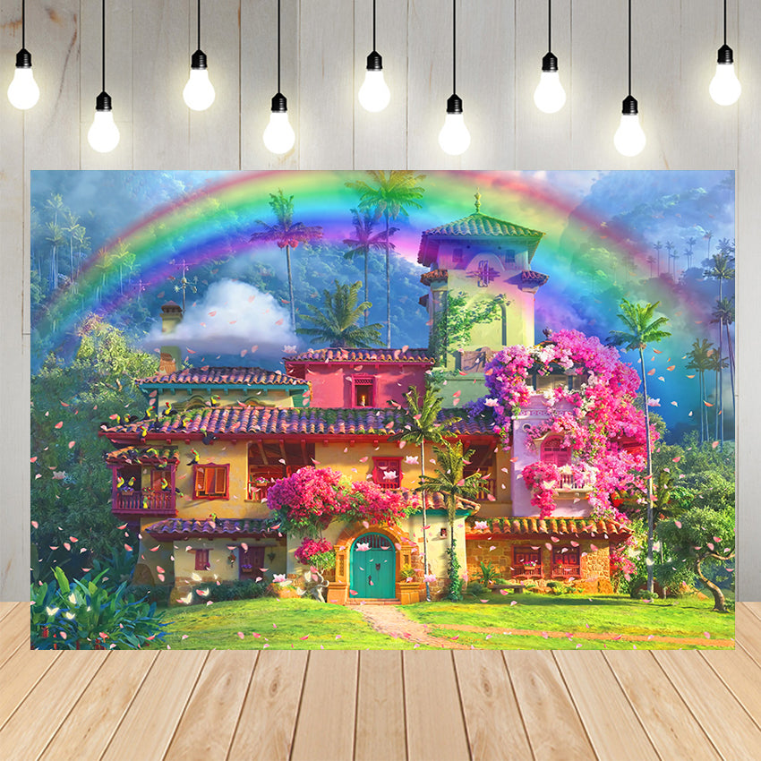 Magic Flower Hut Rainbow Photography Backdrop