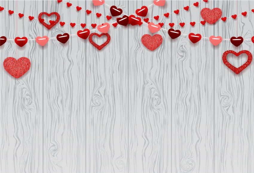 White Wood Texture Love Heart Backdrops for Photography DBD-19287