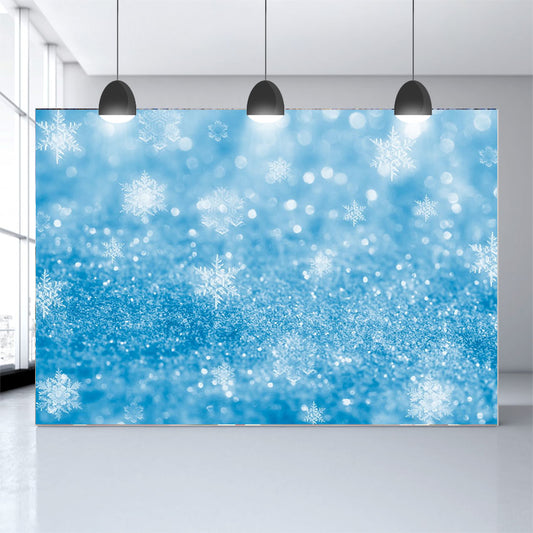 Blue Backdrop Snowflakes Background Bokeh Backdrop for Photography G-1031