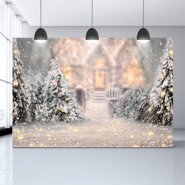 Winter Snow Christmas Tree Bokeh Photo Studio Backdrop G-1194 – Dbackdrop