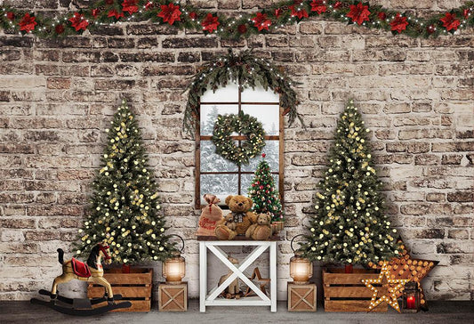 Christmas Tree Vintage Backdrop For Decoration G-1459