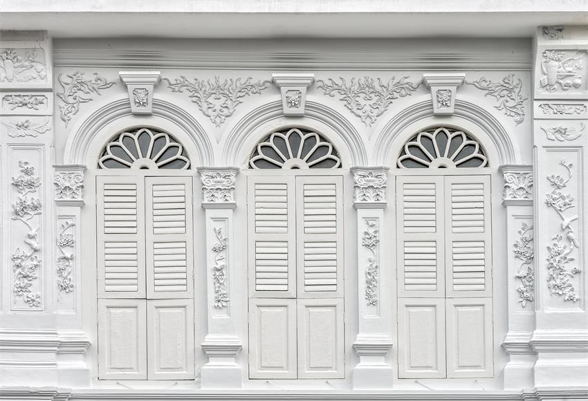 White Retro Wooden Door Photography Backdrop