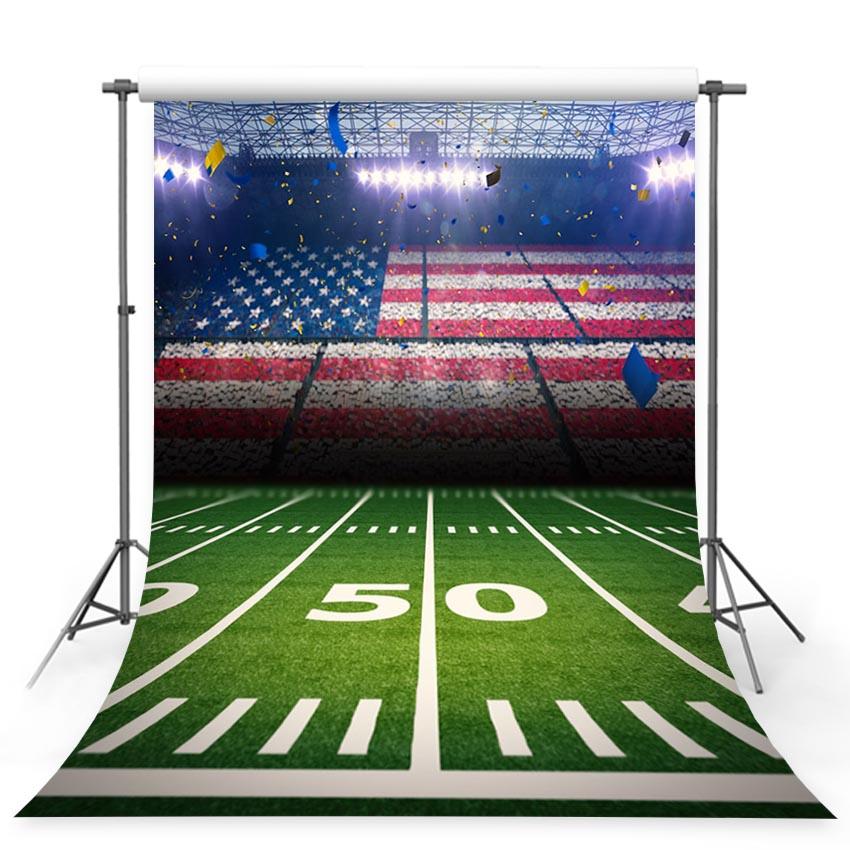 Football Field American Flag Stadium Sports Photo Backdrop G-366