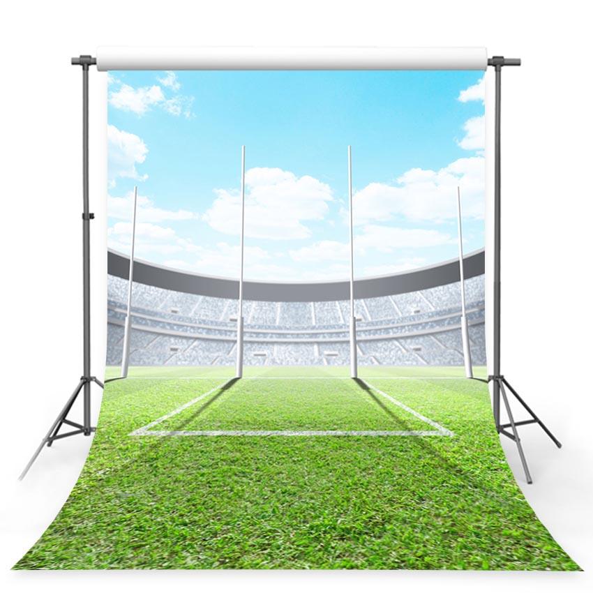 Football Stadium Green Grass Blue Sky Backdrop for Photo Studio G-371