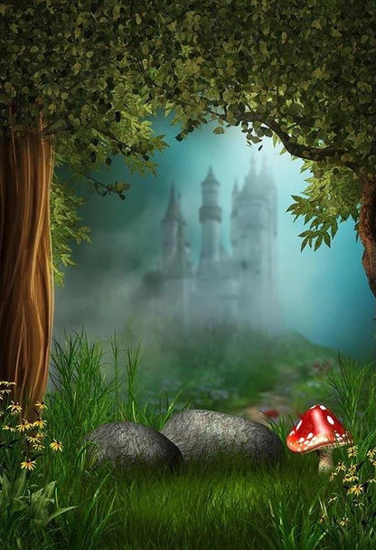 Cartoon Forest Castle Fairytale Photography Backdrops  G-567