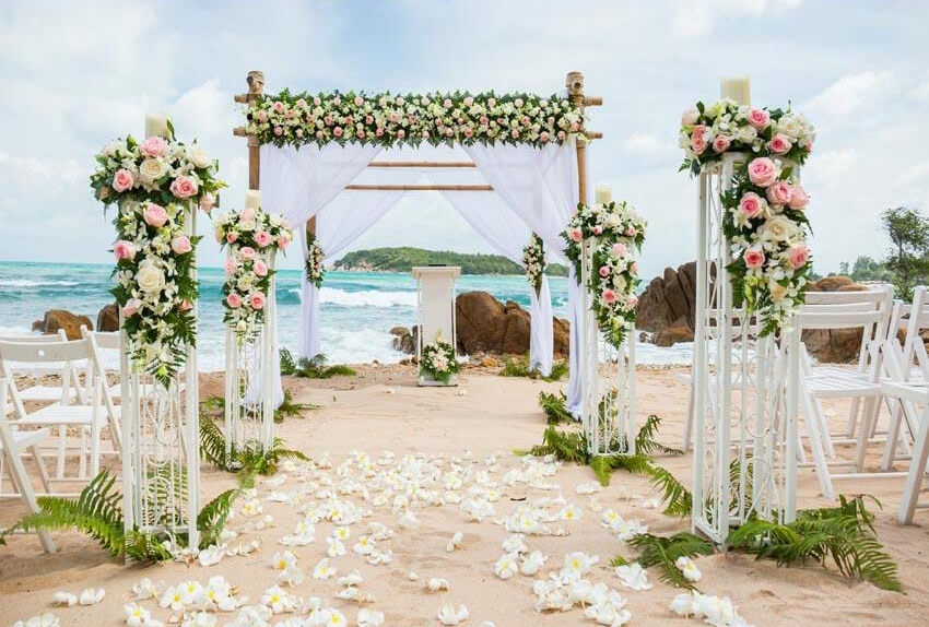 Wedding Backdrops Beach Backdrop Flowers Background G-587