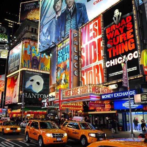 Sfondo In Tessuto Di New York 7x5ft – Times Square E Taxi Per Feste A Tema E Matrimoni
