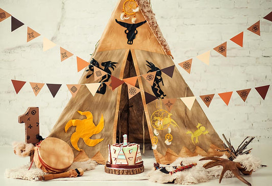 1st Cake Smash Circus Birthday Baby Photo Backdrop 