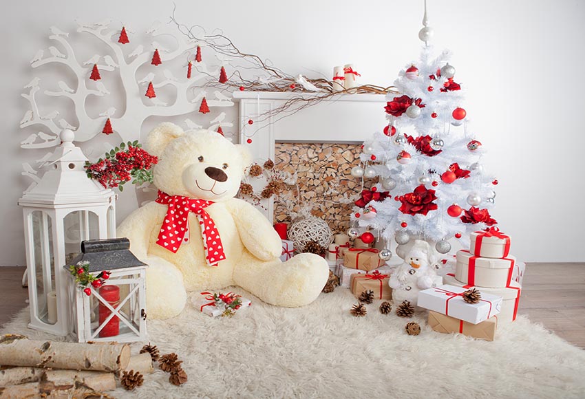 Cute Bear White Christmas Decoration Background for Christmas Party GX-1062 
