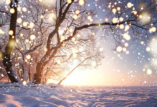 Winter Snow Tree Bokeh Christmas Backdrop for Photography GX-1095
