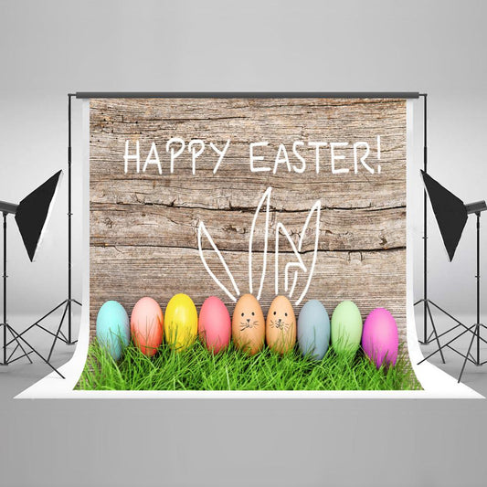 Easter Eggs Wood Photo Backdrop for Happy Easter Party HJ02926