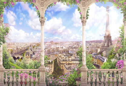 Eiffel Tower Paris City Landmarks Landscape Backdrop for Studio HJ05498